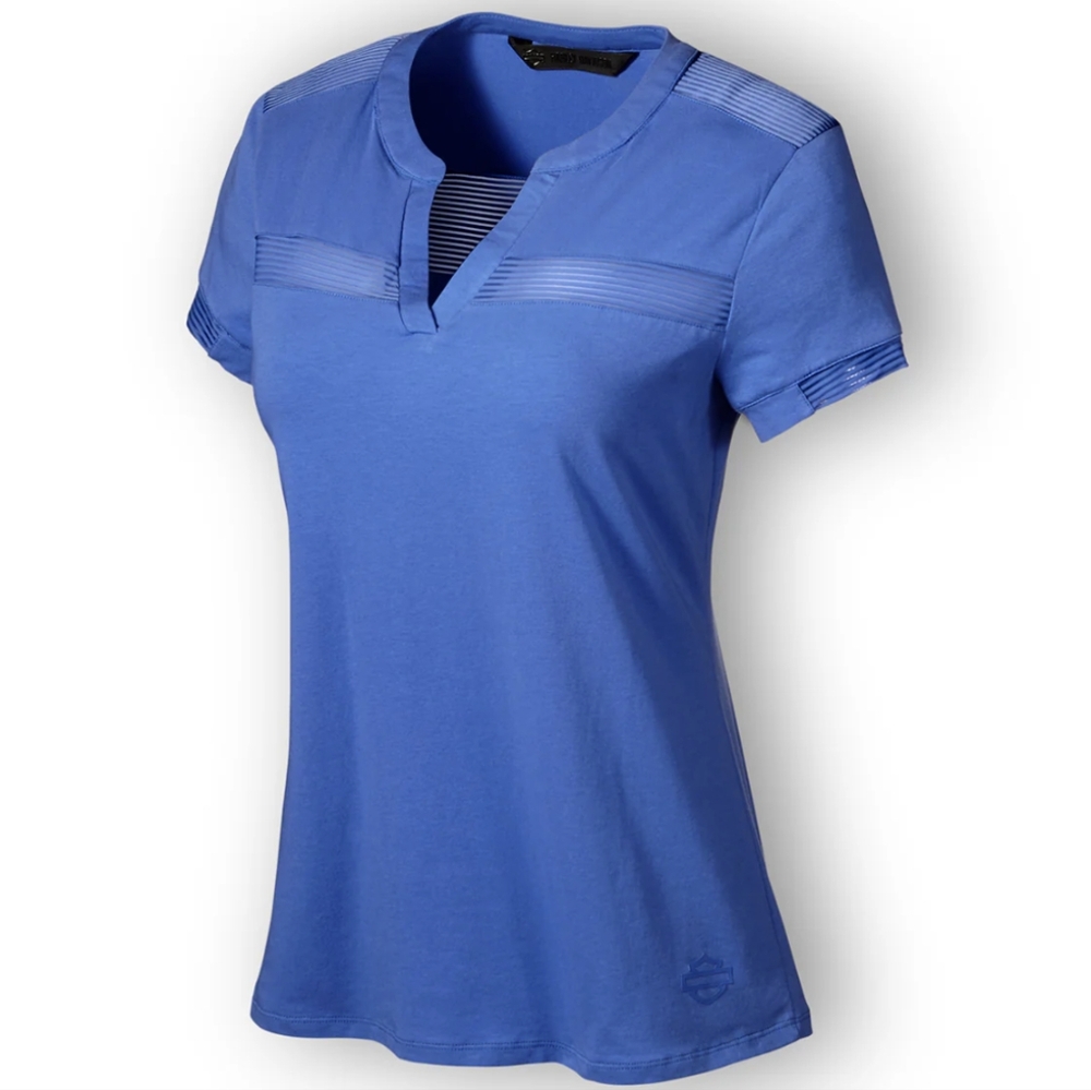 Small Harley Davidson tshirt blue split neck